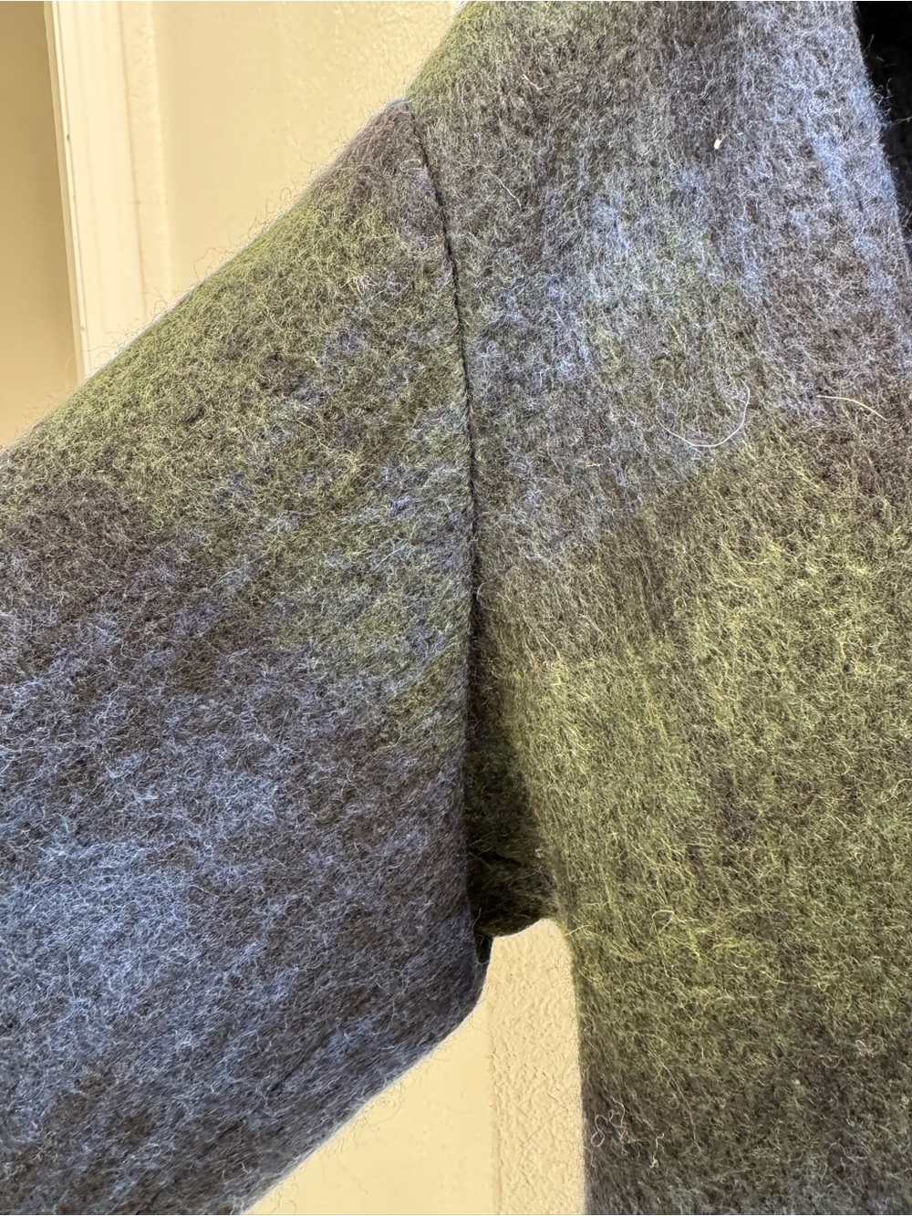 NWT Mango Plaid Wool Blend Button-Up Coat in Navy and Olive- Abrigo Scottish - Picture 9 of 14